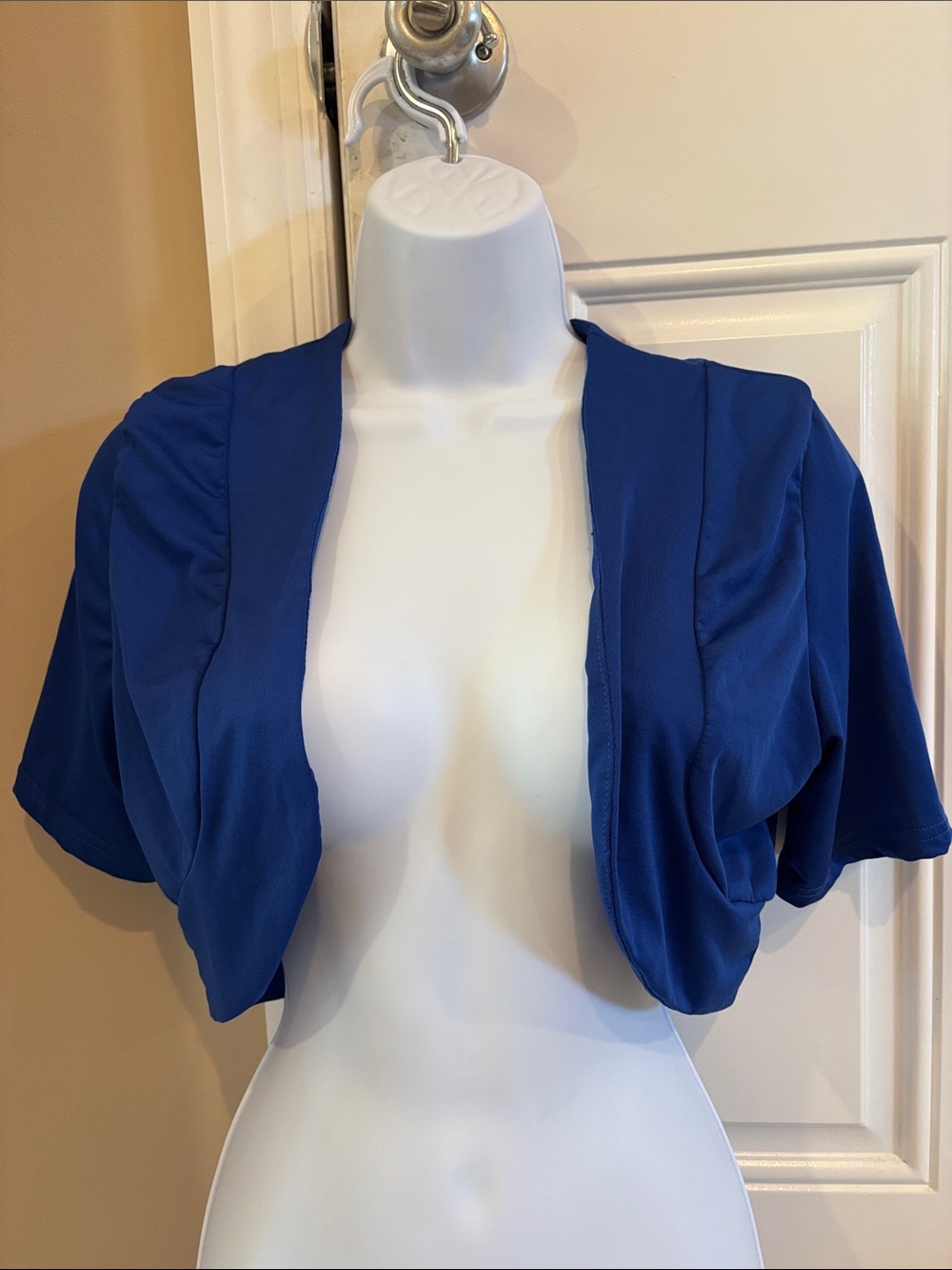 Radzoli Royal Blue Cropped Open-Front Bolero Shrug